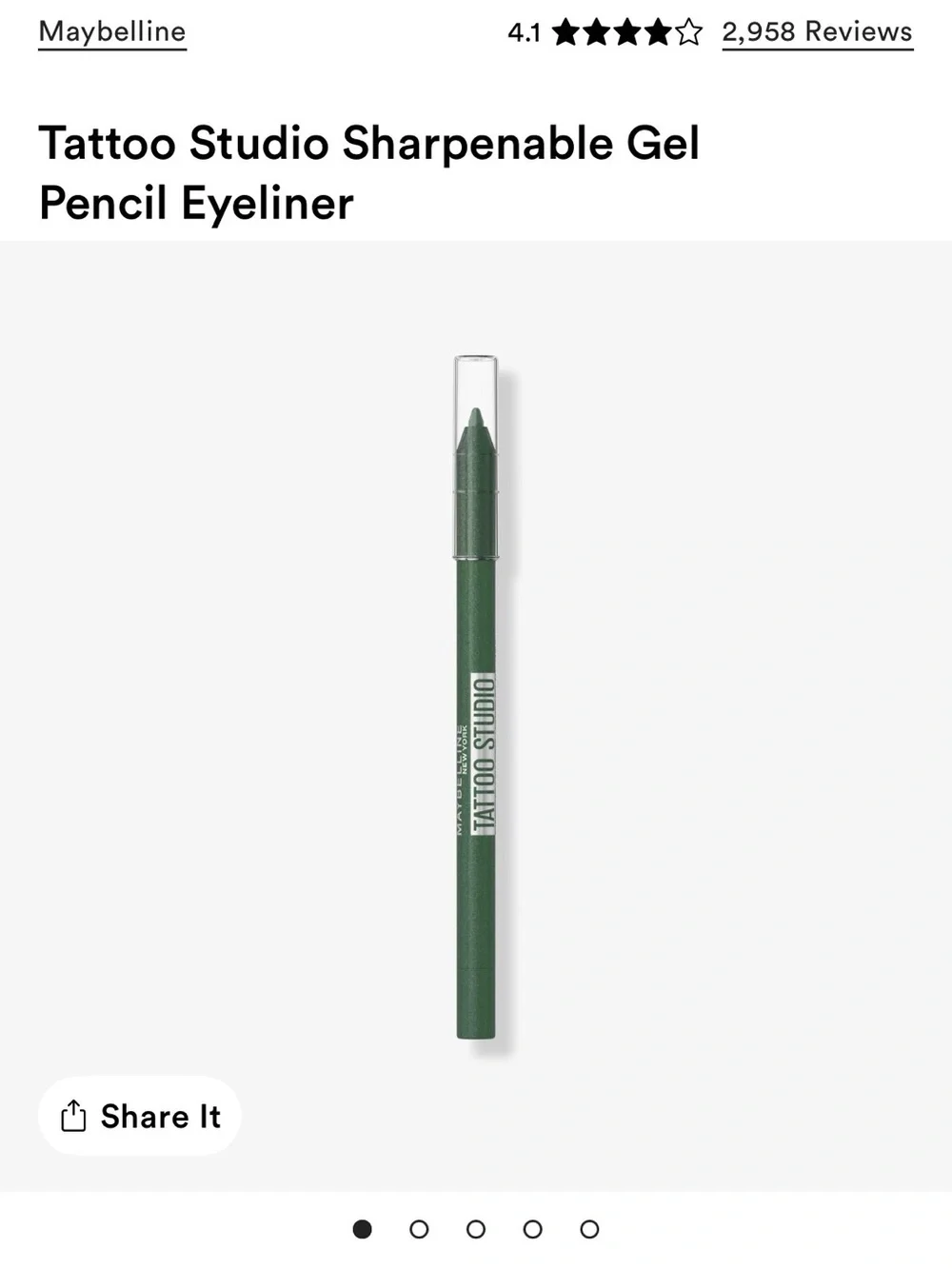 Maybelline Tattoo Studio Sharpenable Gel Pencil Eyeliner Shade Hunter Green
